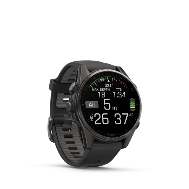 Garmin Fenix 8 AMOLED 43mm GPS Klokke Carbon Grey Ti/Pebble Grey Band 