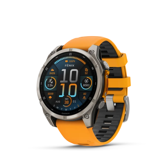 Garmin Fenix 8 AMOLED 47mm GPS Klokke Titan/Graphite Orange Band 