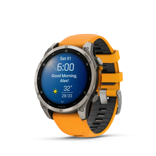Garmin Fenix 8 AMOLED 47mm GPS Klokke Titan/Graphite Orange Band 