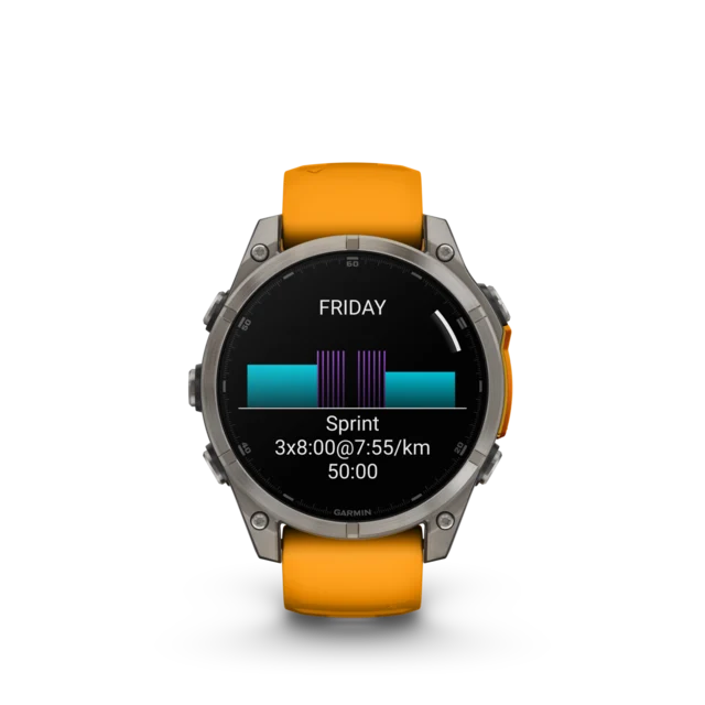 Garmin Fenix 8 AMOLED 47mm GPS Klokke Titan/Graphite Orange Band 