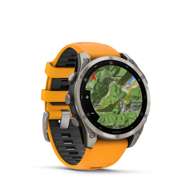 Garmin Fenix 8 AMOLED 47mm GPS Klokke Titan/Graphite Orange Band 