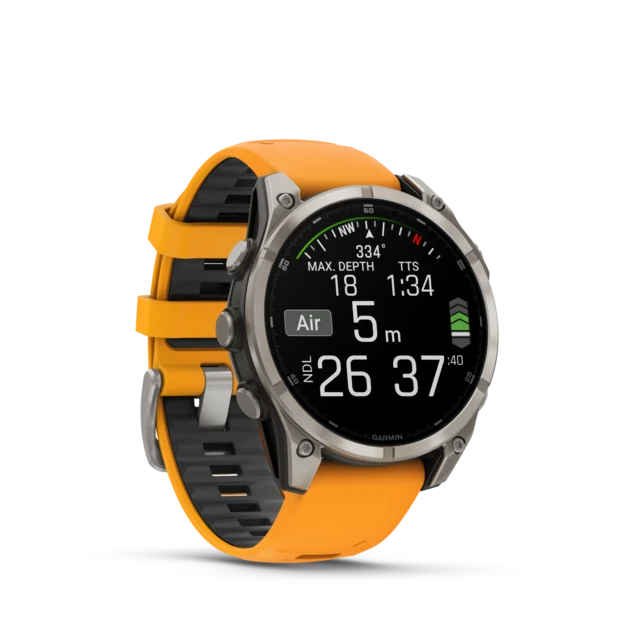Garmin Fenix 8 AMOLED 47mm GPS Klokke Titan/Graphite Orange Band 
