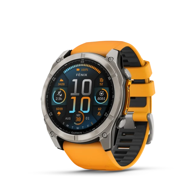Garmin Fenix 8 AMOLED 51mm GPS Klokke Titan/Graphite Orange Band 