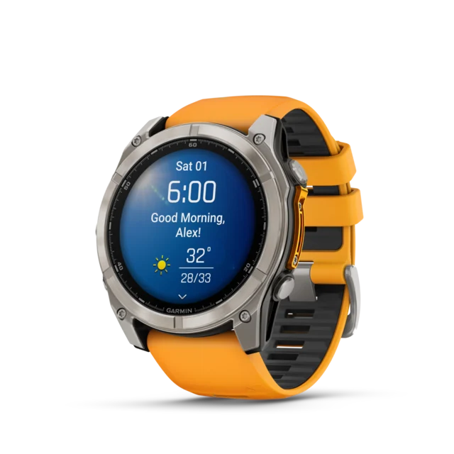 Garmin Fenix 8 AMOLED 51mm GPS Klokke Titan/Graphite Orange Band 