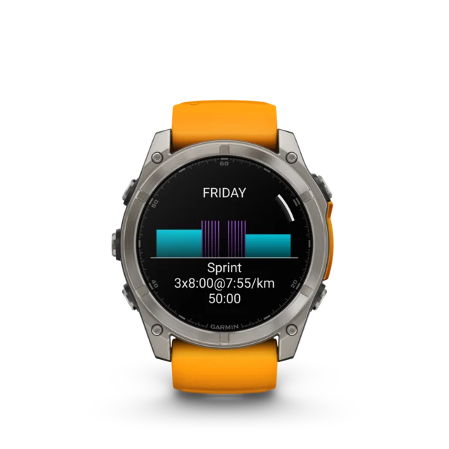Garmin Fenix 8 AMOLED 51mm GPS Klokke Titan/Graphite Orange Band 
