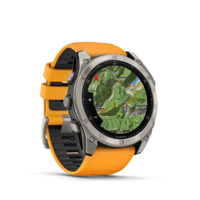 Garmin Fenix 8 AMOLED 51mm GPS Klokke Titan/Graphite Orange Band 