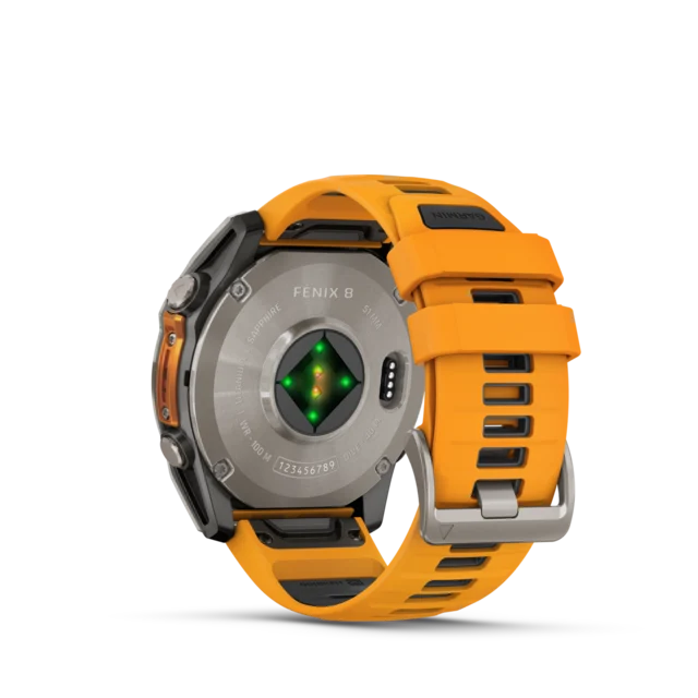 Garmin Fenix 8 AMOLED 51mm GPS Klokke Titan/Graphite Orange Band 