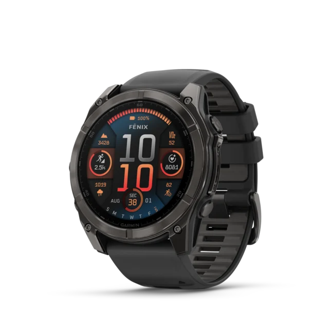 Garmin Fenix 8 AMOLED 51mm GPS Klokke Carbon Grey Ti/Pebble Grey Band 