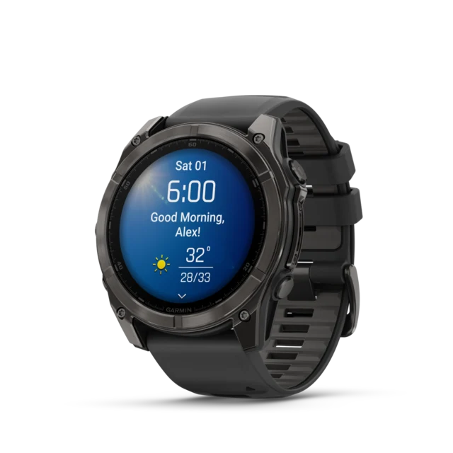 Garmin Fenix 8 AMOLED 51mm GPS Klokke Carbon Grey Ti/Pebble Grey Band 