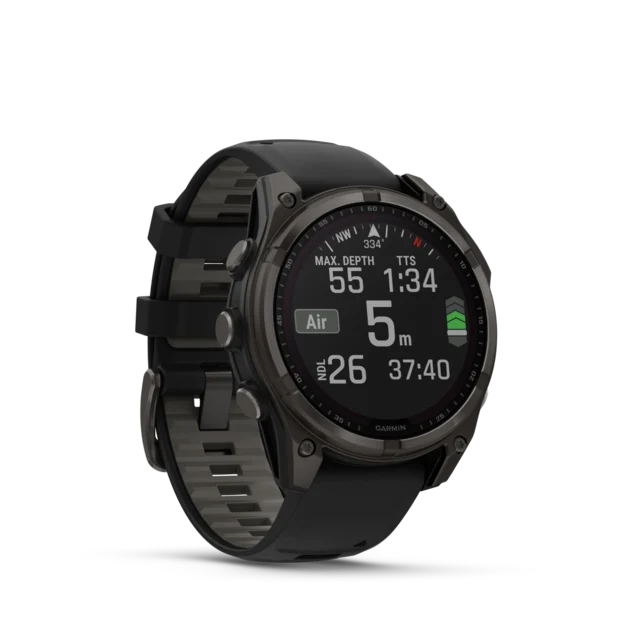 Garmin Fenix 8 Solar 47mm GPS Klokke Carbon Grey Ti/Pebble Grey 