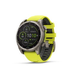 Garmin Fenix 8 Solar 47mm GPS Klokke Titan/Graphite Amp Yellow Band