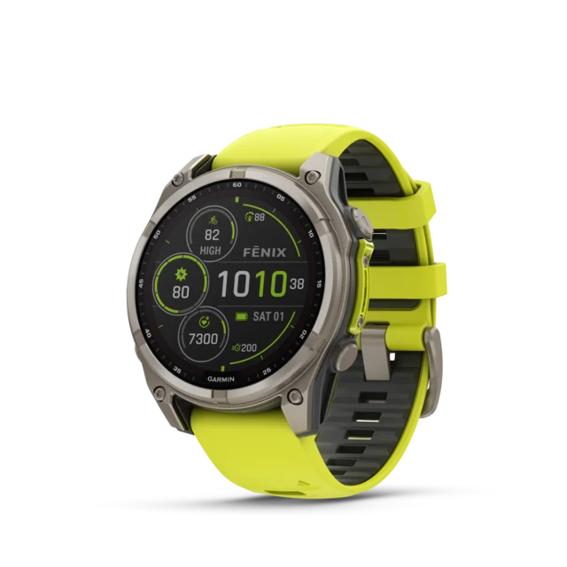 Garmin Fenix 8 Solar 47mm GPS Klokke Titan/Graphite Amp Yellow Band 