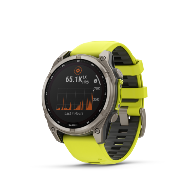 Garmin Fenix 8 Solar 47mm GPS Klokke Titan/Graphite Amp Yellow Band 