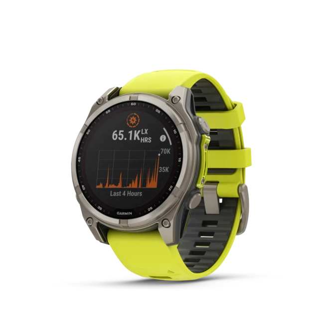 Garmin Fenix 8 Solar 47mm GPS Klokke Titan/Graphite Amp Yellow Band 