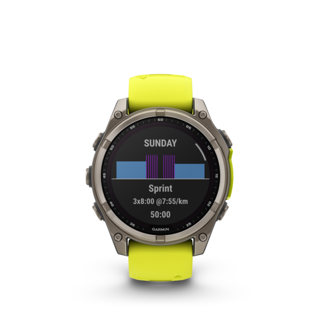 Garmin Fenix 8 Solar 47mm GPS Klokke Titan/Graphite Amp Yellow Band 