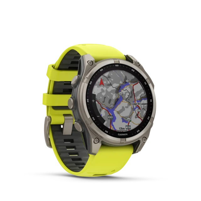Garmin Fenix 8 Solar 47mm GPS Klokke Titan/Graphite Amp Yellow Band 