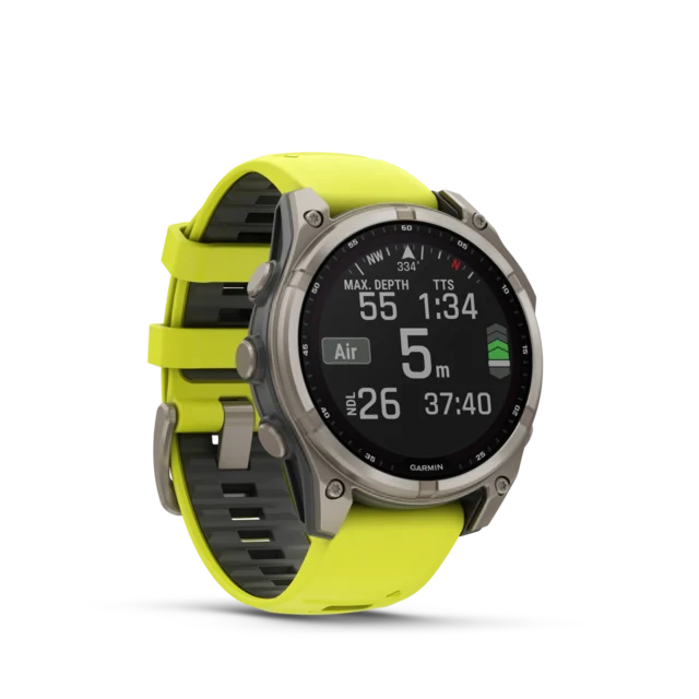 Garmin Fenix 8 Solar 47mm GPS Klokke Titan/Graphite Amp Yellow Band 