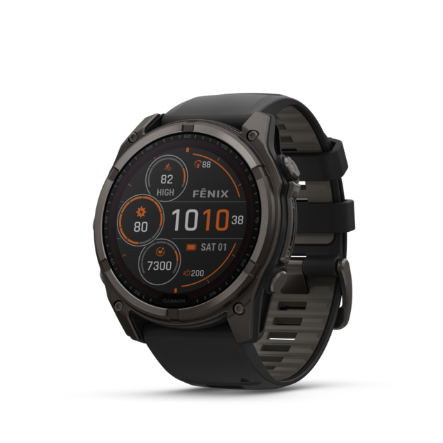 Garmin Fenix 8 Solar 51mm GPS Klokke Carbon Grey Ti/Pebble Grey Band 