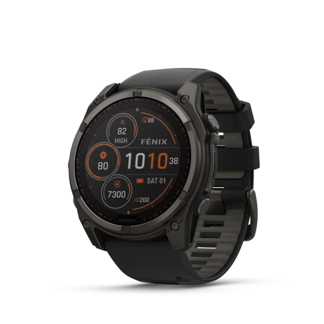 Garmin Fenix 8 Solar 51mm GPS Klokke Carbon Grey Ti/Pebble Grey Band 