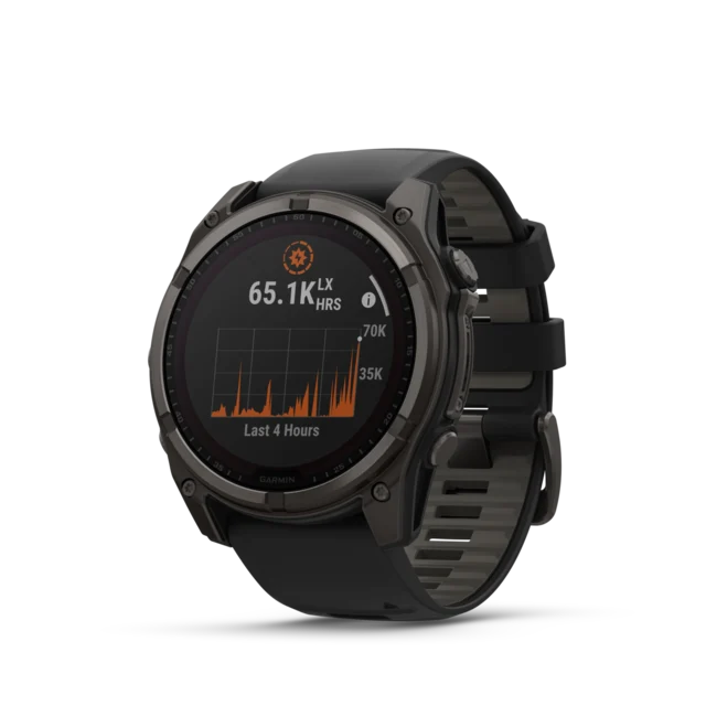 Garmin Fenix 8 Solar 51mm GPS Klokke Carbon Grey Ti/Pebble Grey Band 