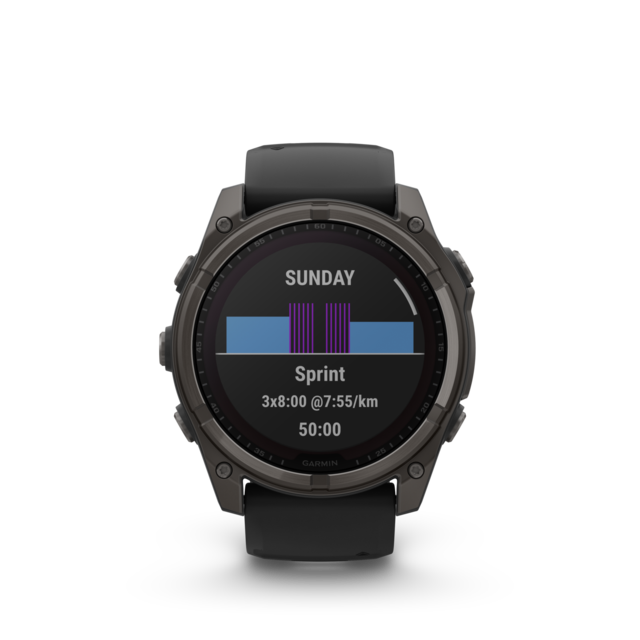 Garmin Fenix 8 Solar 51mm GPS Klokke Carbon Grey Ti/Pebble Grey Band 