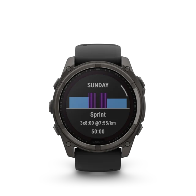 Garmin Fenix 8 Solar 51mm GPS Klokke Carbon Grey Ti/Pebble Grey Band 
