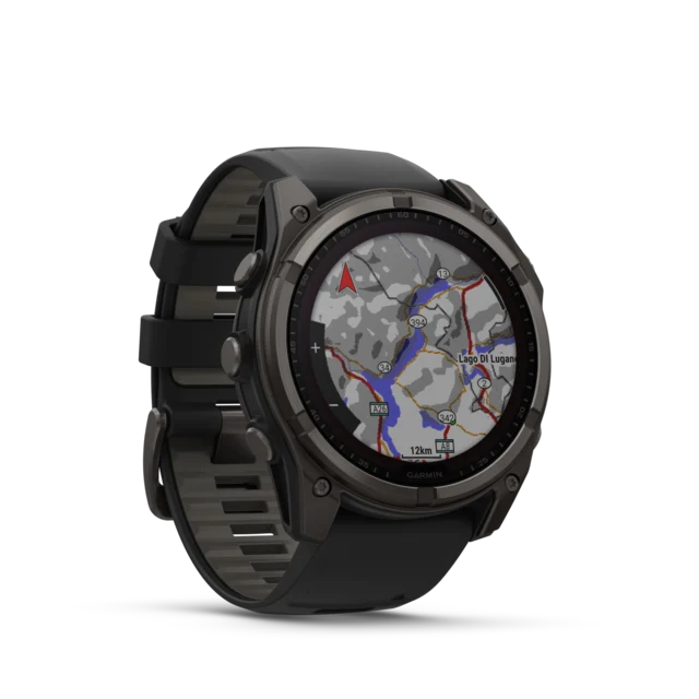 Garmin Fenix 8 Solar 51mm GPS Klokke Carbon Grey Ti/Pebble Grey Band 