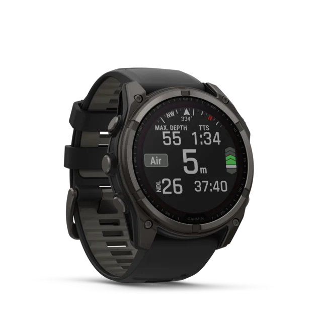 Garmin Fenix 8 Solar 51mm GPS Klokke Carbon Grey Ti/Pebble Grey Band 