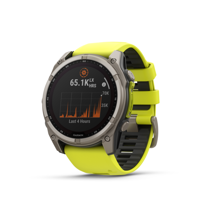 Garmin Fenix 8 Solar 51mm GPS Klokke Titan/Graphite Amp Yellow Band 