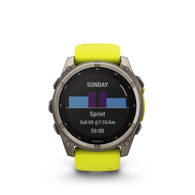 Garmin Fenix 8 Solar 51mm GPS Klokke Titan/Graphite Amp Yellow Band 