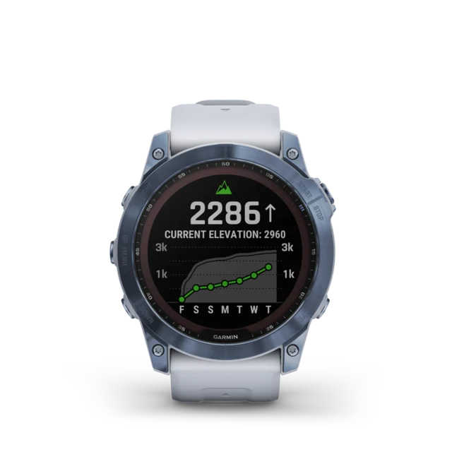 Garmin Fenix 7X Sapphire Solar Klocka B-Varo,Mineral Blue Ti med Silicone Band 