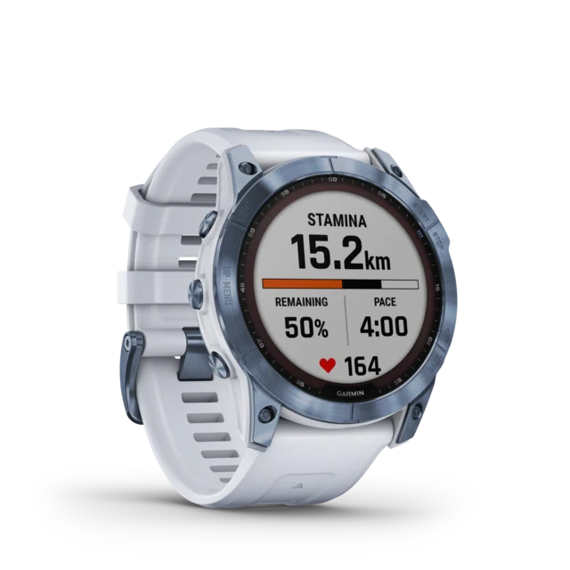 Garmin Fenix 7X Sapphire Solar Klocka B-Varo,Mineral Blue Ti med Silicone Band 