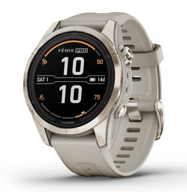 Garmin Fenix 7S Pro Sapphire Solar 42 mm, Soft Gold, Smartklokke 