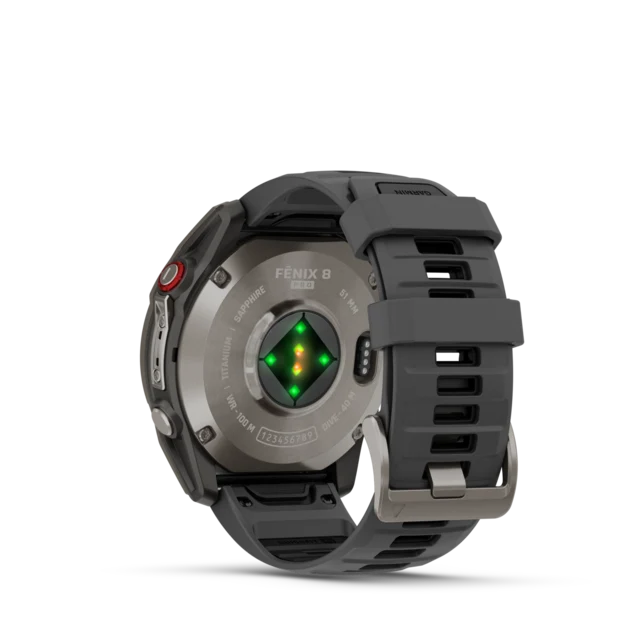 Garmin Fenix 8 PRO 51mm LTE GPS Klokke Sapphire, titan med grafittfarget/svart 