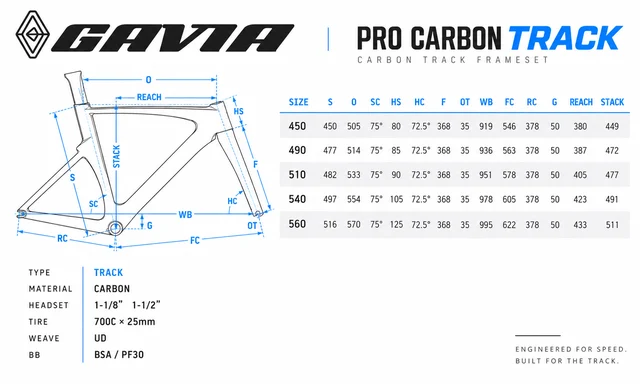 Gavia Pro Carbon Bane Rammesett UD Karbon, BSA 68mm, 1-1/8" – 1-1/2" 