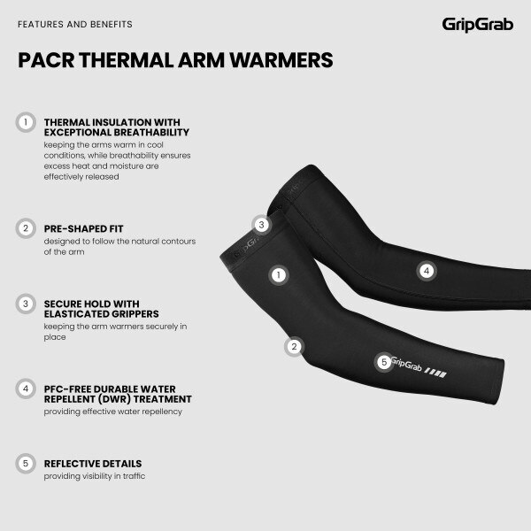 GripGrab PACR Thermal Armvarmere Sort, Str. S 