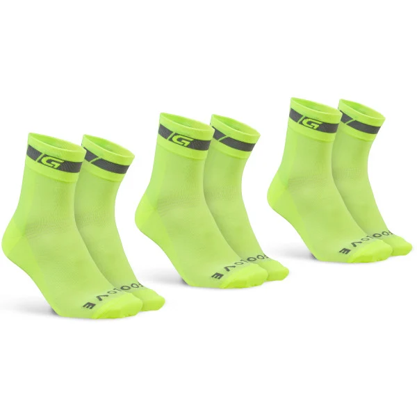 GripGrab Hi-Vis Regular 3-Pack Sokker Hi-Vis, Str. M (41-44) 