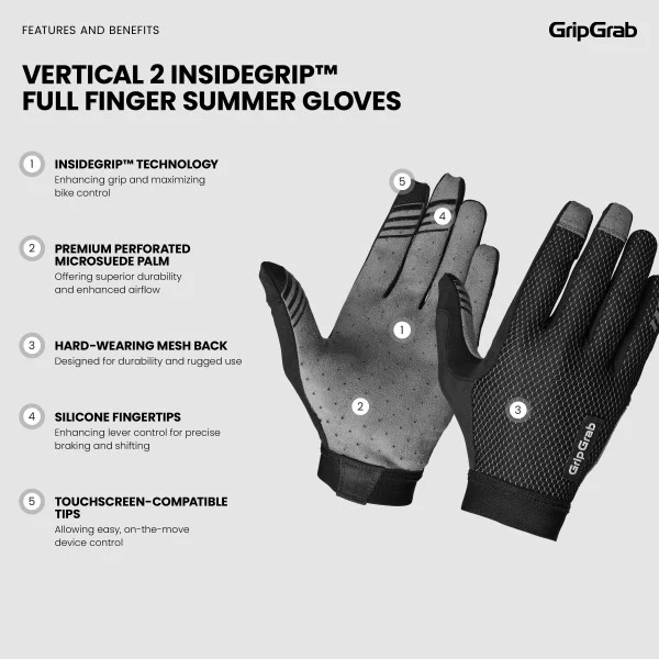 GripGrab Vertical 2 InsideGrip™ Hansker Black, Str. S 