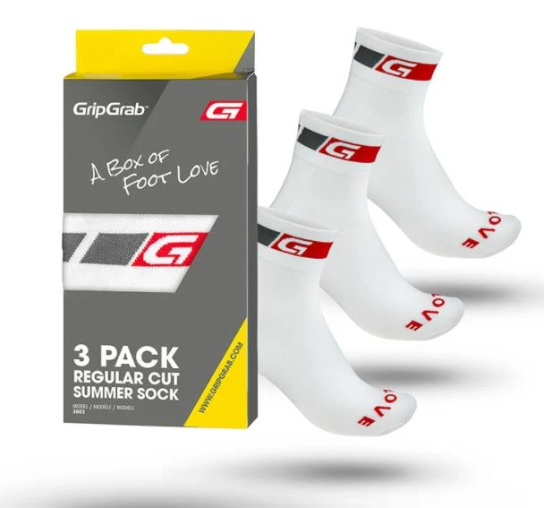 GripGrab Classic Regular 3-Pack Sokker Hvit, Str. M 