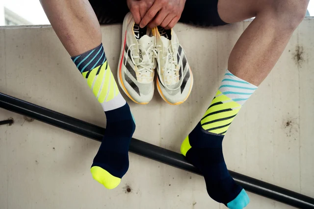 Incylence Running Diagonals Strumpor Navy Canary, 35-38 
