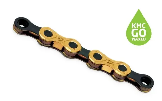 KMC X12 Ti-N Gold/Black Waxed Kjede Gull/Sort, 126 Linker, 268g 