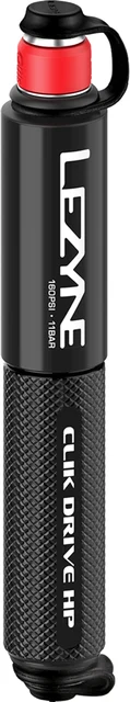 Lezyne Clik Drive HP Minipumpe 160 PSI, 140 mm, Black, Flex Hose 