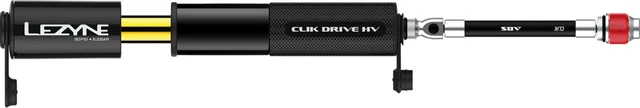 Lezyne Clik Drive HV Minipumpe 90 PSI, 140 mm, Black, Flex Hose 