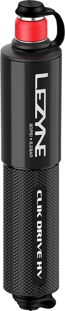 Lezyne Clik Drive HV Minipumpe 90 PSI, 140 mm, Black, Flex Hose 