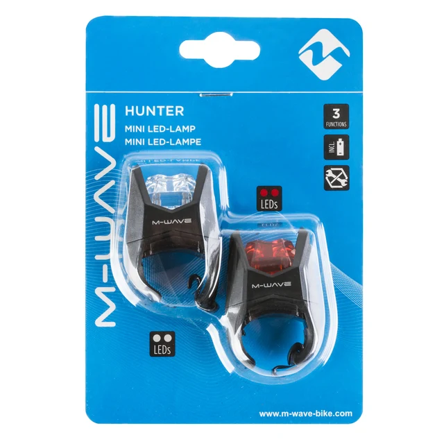 M-Wave Hunter Lyssett Sett med front og baklys, 3 funksjoner! 