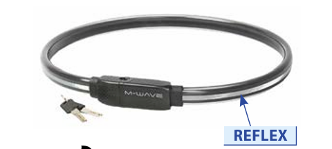 M-Wave Cable Lock Sykkellås Auto-låsing, 24X1000mm, 2 nøkler 