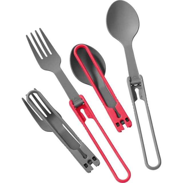 MSR Folding Utensils 4-pack Spoon - Fork Red/Gray 