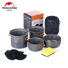 Naturehike Aluminiums Kjelesett Gr&#229;, 4 kjeler