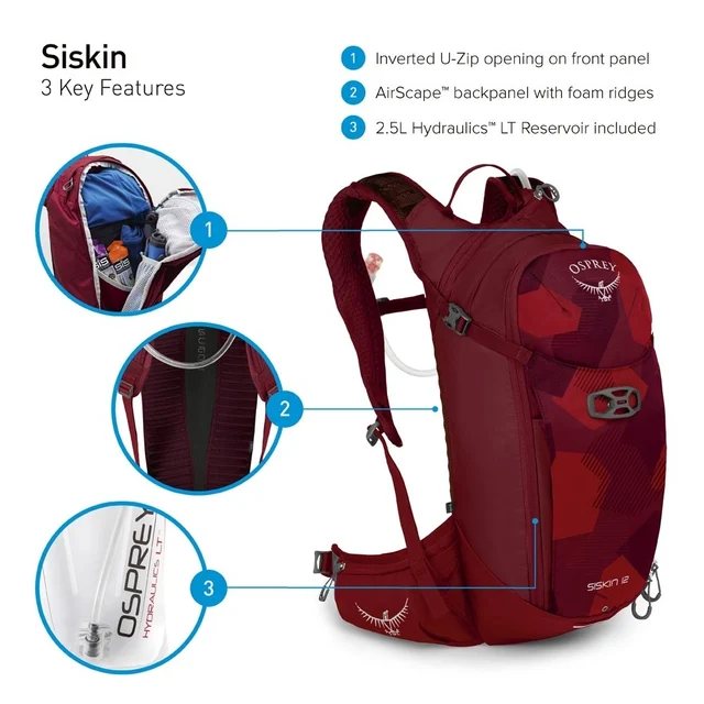 Osprey Siskin 12 Dryckessäck Black, O/S 