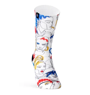 Pacific and Co Street Faces Sykkelsokker Hvit, Str. S/M